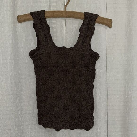 ALTAR’D STATE Blaire Chocolate Brown Seamless Floral Square Neck Wide Strap Cami - Picture 10 of 15